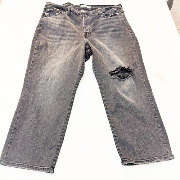 Levi's Wedgie Straight Charcoal Black Button Fly Denim Jeans Size 20 Women - Picture 2 of 9